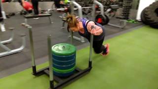 My PT client Sarah with a 100kg sled push