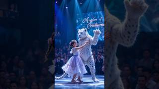 The cute baby girl Performs Dance Fusion with a snow Panther #viralvideo#shortvideoviral