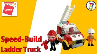 Qman MineCity Fire Rescue 12011-3 Ladder Truck Speed Build