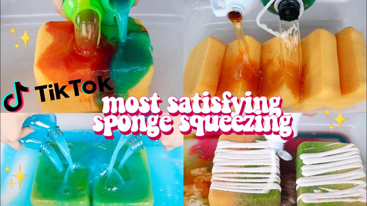 ASMR TIKTOK COMPILATION SATISFYING SPONGE SQUEEZING - YouTube