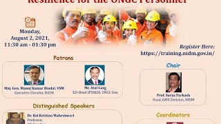 Webinar on Earthquake Risks Reduction and Resilience for the ONGC Personnel.| NIDM | MHA | DISASTER