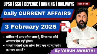 3 FEBRUARY 2025 | DAILY CURRENT AFFAIRS | STATIC GK | Current Affairs 2025