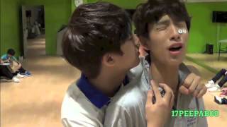 130727 seventeen tv minggyu put a knife at seokmin *FUNNY*