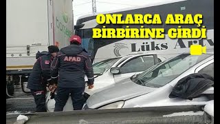 Onlarca araç birbirine girdi