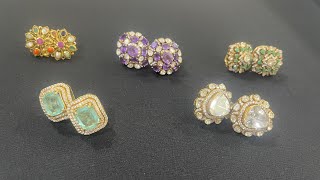 My polki diamond gold studs collection