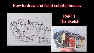 How to draw houses, Part 1. Sketching Jelly row houses of St John's Newfoundland. Peter Sheeler