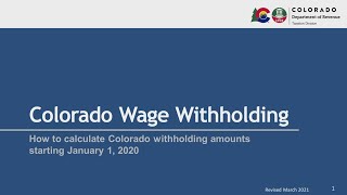 How to Calculate Colorado Wage Withholding