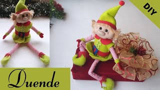 Duende navideño/manualidad en fieltro/Decoración Navideña/Medidas del duende en la descripción