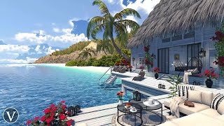 Maldives Beach House | Day & Sunset Ambience | Ocean Waves & Tropical Nature Sounds
