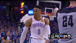 Russell Westbrook FIRED UP after Hitting a 3 Over Damian Lillard - Game 4 | Blazers vs Thunder