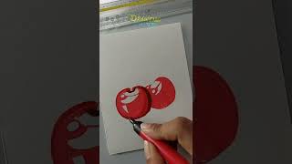 Realistic Cherry Drawing 🍒 with - Brush Pen #shorts #viral #viralvideo