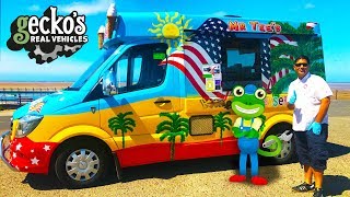 Gecko's Ice Cream Truck With Mr Tee - Gecko's Real Vehicles | Trucks For Kids | Learning Videos
