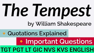 The Tempest ||The Tempest Quotations ||The Tempest Questions Answers ||