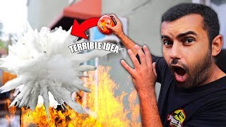 I Bought DANGEROUS Fire Safety Equipment And Tested It In My Backyard (FIRE EXTINGUISHER GRENADE)
