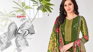 Pakiza Vol 10 Lawn Cotton designer print with cotton dupatta Kashmiri embroidery on neck and daman