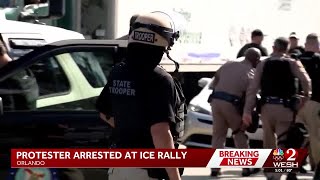 Protester arrested during rally outside ICE facility in Orlando