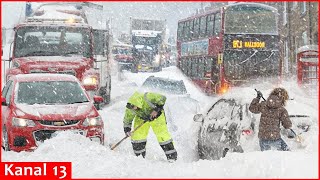 Snow causes disruption across northern England as UK hit by wintry weather