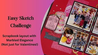 Easy Sketch Challenge with Marbled Elegance [Pixels & PaperCrafts]