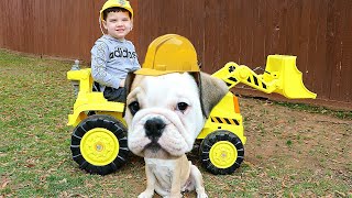 Caleb & Funny Puppy pretend play Outside! Favorite Pet Stories for Kids!