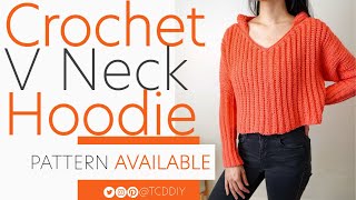 Crochet V Neck Hoodie | Pattern \u0026 Tutorial DIY