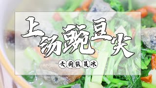 在家做個養生上湯碗豆尖，簡單好做，Bean tip on soup bowl  #女厨张晨冰