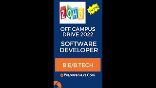 ZOHO Corp Off Campus Drive 2022 | Software Developer | IT Job | Engineering Job | Coimbatore