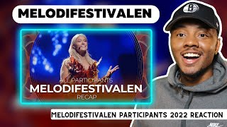AMERICAN Reacts To Melodifestivalen 2022 (Sweden) | All Participants | RECAP | Dar The Traveler