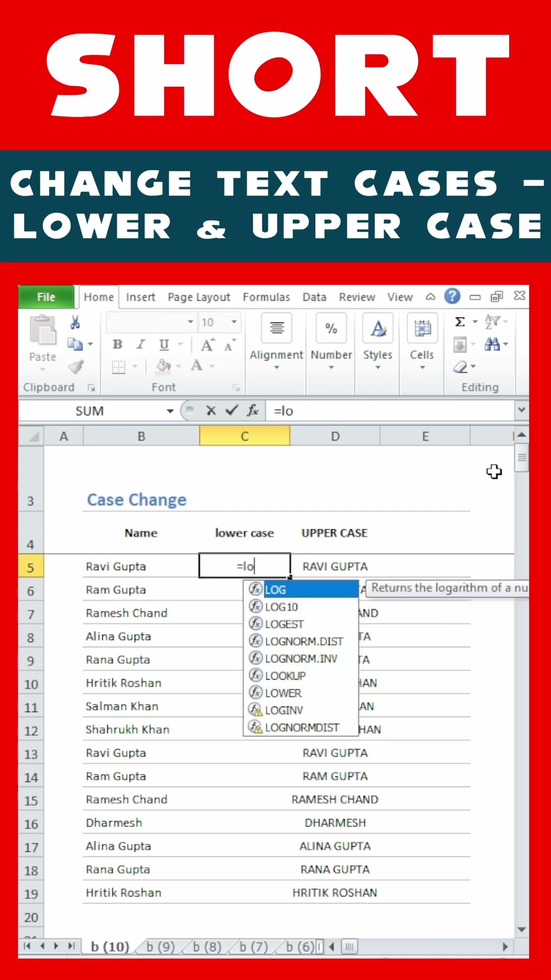 Change Text Case in Excel  How to Change Text CASE to UPPER CASE or LOWER CASE #excel #shorts short