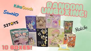 Random Mysterybox Unboxing! 10 blindboxes! KIKAGOODS, 52TOYS, ROLIFE, SANRIO!   @kikagoods