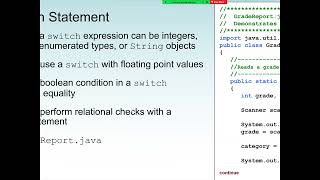 Java Programming: Selection Statements, using Switch statement, Conditional Operator and ArrayList
