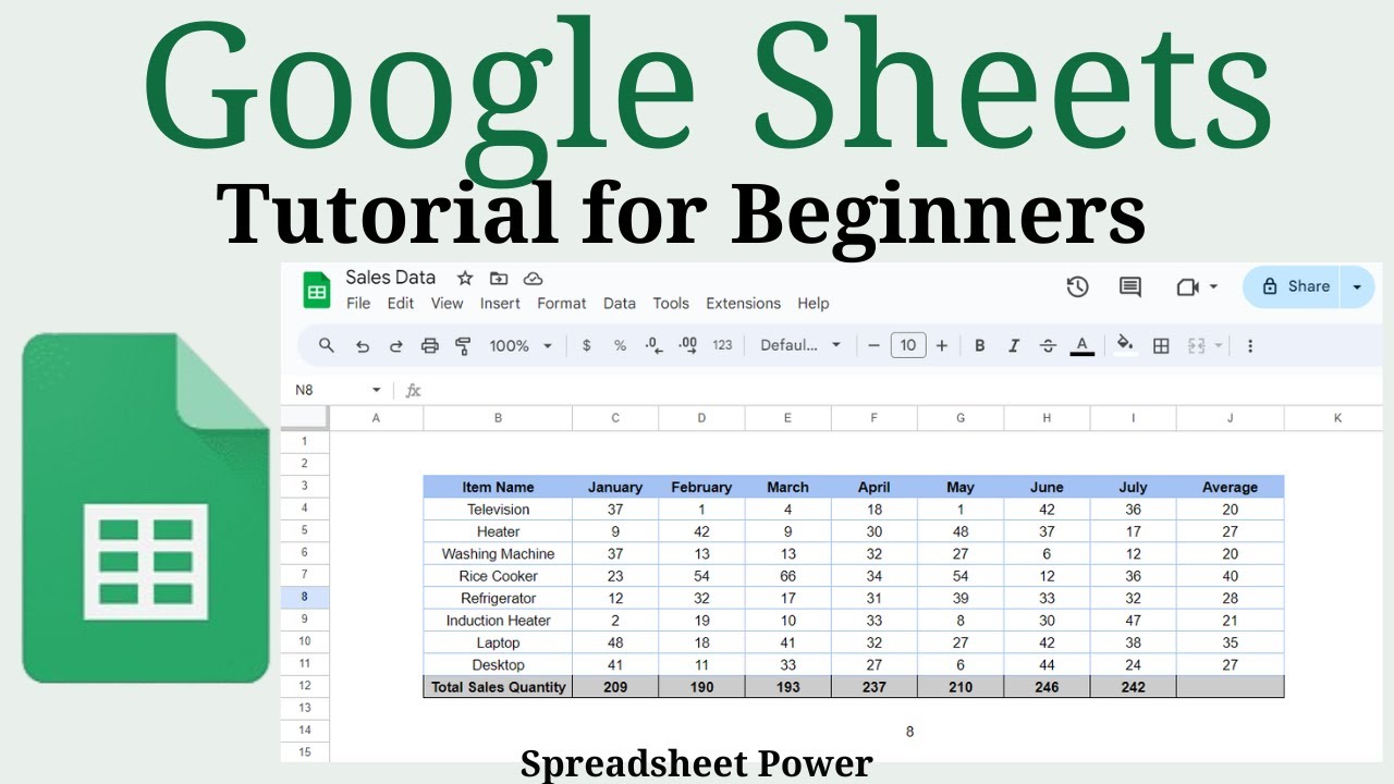Google Sheets Tutorial For Beginners Youtube