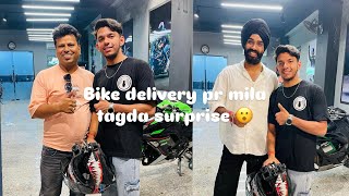 Raju bhai ki bike delivery pr milla tagda surprise 😮. & finally @jattprabhjot paji se mill hi liye