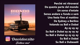 Biondo - Bali e Dubai (audio lyrics)