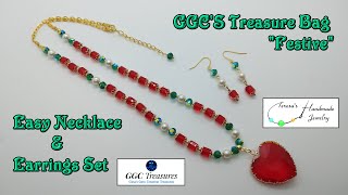 Easy Necklace & Earrings Set | GGC's Treasure Bag | "Festive" #ggcbeginningbeaders #beading #diy