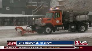 Omaha road crews continue working at snow falls across Omaha