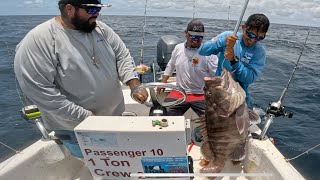 SOOO WE CAUGHT A MONSTER!! Deep sea fishing part 1 of 2. Trolling for tuna+ GIANT MYSTIC GROUPER!!