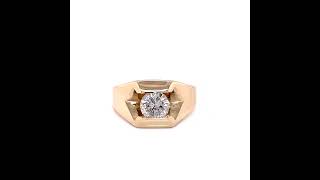 Bold Men’s 1.00 Carat Round Diamond Solitaire Pinky Ring in 14k Yellow Gold Estate