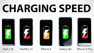 Pixel 2 XL vs OnePlus 5T vs iPhone X vs S8 Plus - FAST CHARGING SPEED Test!
