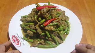 Khmer food-របៀបធ្វើម្ហូបឆាគ្រឿងសាច់គោជាមួយសណ្តែកគួរមានរសជាតិឆ្ងាញ់កប់តែម្តង