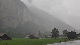 Rainy Day In  Lauterbrunnen Switzerland