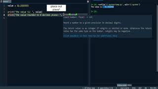 Python 14: Round a number to 0, 1 or 2 decimal places using the round() function.