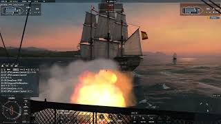 リアル系戦術海戦ゲームNaval Action 9/5の海戦 PvP② フランス 3等Reduotable2隻 VS スペイン 3等 Implacable/Admiraal de Ruyter