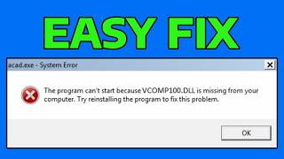 How To Fix VCOMP100.dll is Missing Not Found Error in Windows