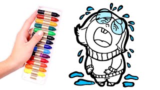 Dibuja y Colora a TRISTEZA de Inside Out 😭🌈💙 Dibujos para niños