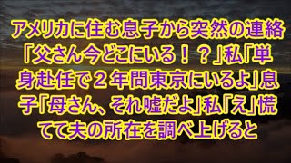 アメリカに住む息子から突然の連絡「父さん今どこにいる！？」私「単身赴任で２年間東京にいるよ」息子「母さん、それ嘘だよ」私「え」慌てて夫の所在を調べ上げると   【修羅場】