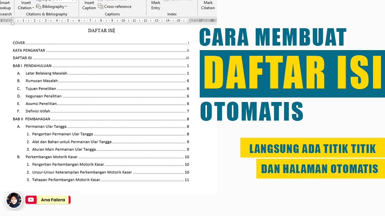 CARA MEMBUAT DAFTAR ISI OTOMATIS - YouTube