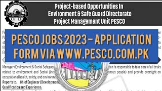 PESCO Jobs 2023 - Application Form via www.pesco.com.pk