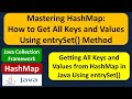 How to use the entrySet() method of HashMap to get all keys and values from HashMap?