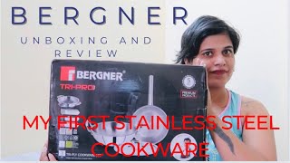 My stainless steel cookware unboxing and review | bergner triply kadai and frypan #bergner #triply