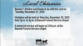 Obits for November 22, 2023
